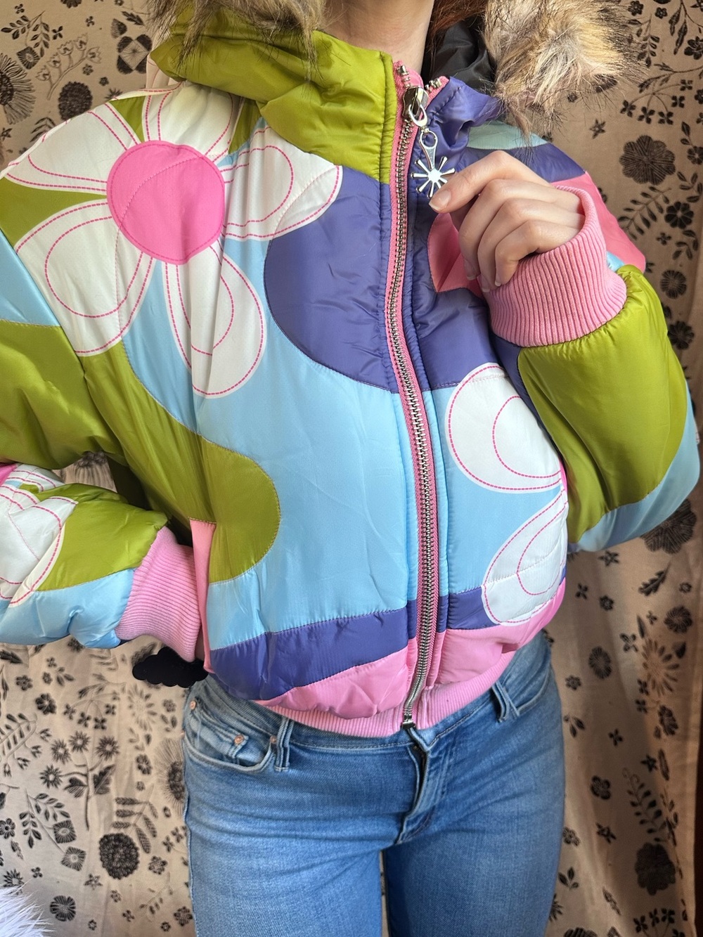Delia’s • X Dolls Kill Show & Tell Quilted Floral Puffer Jacket - Picture 2 of 16